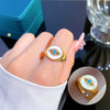 Wholesale Women's Brass Ring With The Crown Pattern Real Gold Electroplated Light Luxury Style