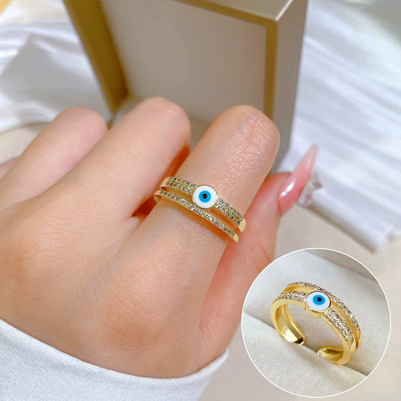 Wholesale Women's Brass Ring With The Crown Pattern Real Gold Electroplated Light Luxury Style