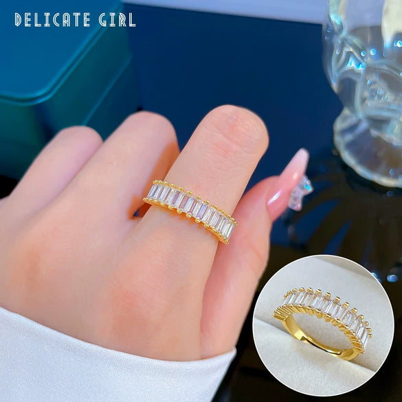 Wholesale Women's Brass Ring With The Crown Pattern Real Gold Electroplated Light Luxury Style