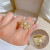 Wholesale Women's Brass Ring With The Crown Pattern Real Gold Electroplated Light Luxury Style