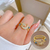 Wholesale Women's Brass Ring With The Crown Pattern Real Gold Electroplated Light Luxury Style