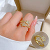 Wholesale Women's Brass Ring With The Crown Pattern Real Gold Electroplated Light Luxury Style