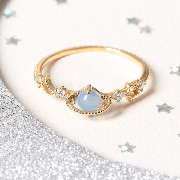 Wholesale Women's Brass Star Pattern Electroplated Planet Ring Fashion Jewelry