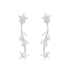 Wholesale Women's Brass Wicker Flower And Leaf Zircon Inlaid Earrings