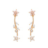 Wholesale Women's Brass Wicker Flower And Leaf Zircon Inlaid Earrings
