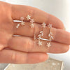 Wholesale Women's Brass Wicker Flower And Leaf Zircon Inlaid Earrings