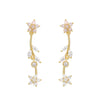 Wholesale Women's Brass Wicker Flower And Leaf Zircon Inlaid Earrings