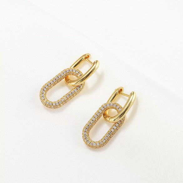 Wholesale Women's Brass Zircon Inlaid Geometric Hollow Long Square Fashion Earrings