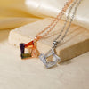 Wholesale Women's Bridal Jewelry Geometric Square Frame Zircon Necklace Copper Glass Stainless Steel O Chain Electroplating