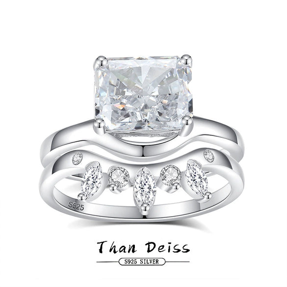 Wholesale Women's Bridal Ring 925 Silver Ushaped Geometric Electroplated