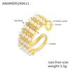 Wholesale Women's British Retro Geometric Wide Faced Copper Open Ring With Imitation Pearl Zircon And 18K Gold Plated Beads