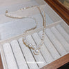 Wholesale Women's Broken Silver Imitation Pearl Zircon Pendant Necklace With Geometric Pattern Handmade Light Luxury Clavicle Chain