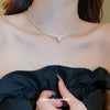 Wholesale Women's Broken Silver Imitation Pearl Zircon Pendant Necklace With Geometric Pattern Handmade Light Luxury Clavicle Chain
