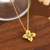 Wholesale Women's Brushed 925 Silver Four Leaf Flower Necklace With 18K Gold Plated Retro Design
