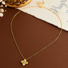 Wholesale Women's Brushed 925 Silver Four Leaf Flower Necklace With 18K Gold Plated Retro Design