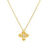 Wholesale Women's Brushed 925 Silver Four Leaf Flower Necklace With 18K Gold Plated Retro Design