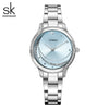 Wholesale Women's Business Style Alloy Band And Case Watch With Sun Pattern And Star And Moon Dial Mineral Strengthened Glass Mirror Bilateral Button Clasp Spiral Crown Round Dial