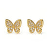 Wholesale Women's Butterfly Diamond Stud Earrings In Copper Material With Niche Minimalist Style