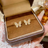 Wholesale Women's Butterfly Diamond Stud Earrings In Copper Material With Niche Minimalist Style