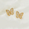 Wholesale Women's Butterfly Diamond Stud Earrings In Copper Material With Niche Minimalist Style