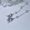 Wholesale Women's Butterfly Long Tassel Pearl Earrings Nearly Round Shape