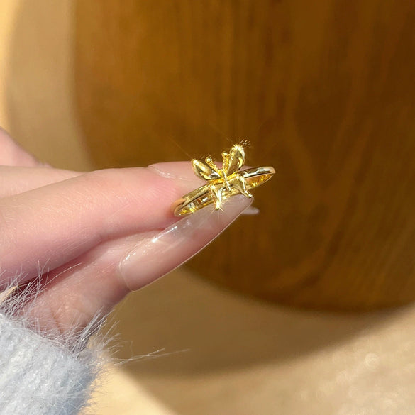 Wholesale Women's Butterfly Pattern Copper Electroplated Ring