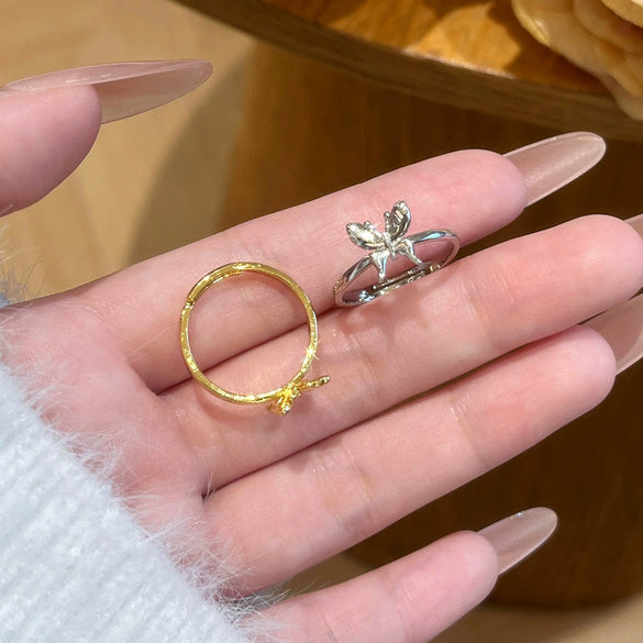 Wholesale Women's Butterfly Pattern Copper Electroplated Ring