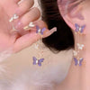 Wholesale Women's Butterfly Tassel Earrings Silver Needle Full Diamond Animals Style