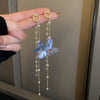 Wholesale Women's Butterfly Tassel Earrings Silver Needle Full Diamond Animals Style