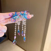 Wholesale Women's Butterfly Tassel Earrings Silver Needle Full Diamond Animals Style