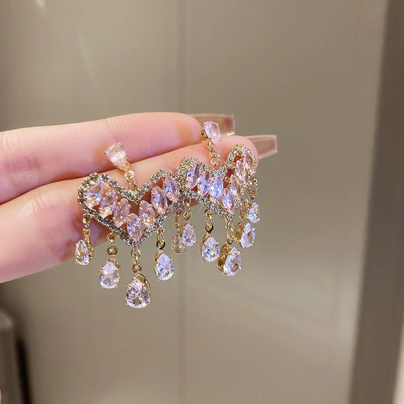 Wholesale Women's Butterfly Tassel Earrings Silver Needle Full Diamond Animals Style
