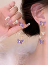 Wholesale Women's Butterfly Tassel Earrings Silver Needle Full Diamond Animals Style