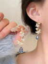 Wholesale Women's Butterfly Tassel Earrings Silver Needle Full Diamond Animals Style