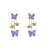 Wholesale Women's Butterfly Tassel Earrings Silver Needle Full Diamond Animals Style