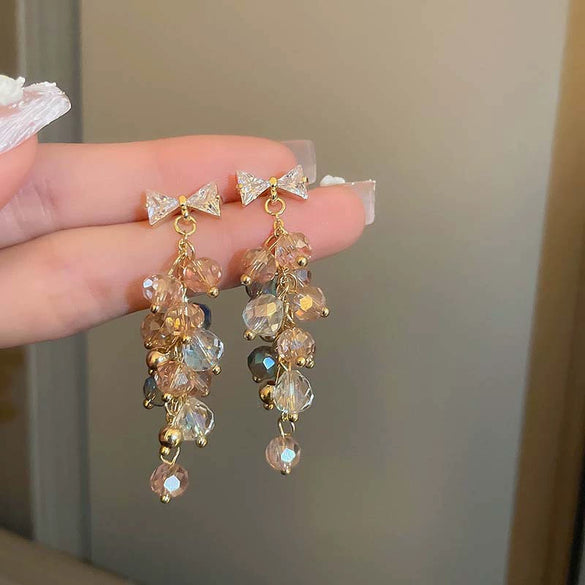 Wholesale Women's Butterfly Tassel Earrings Silver Needle Full Diamond Animals Style