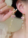 Wholesale Women's Butterfly Tassel Earrings Silver Needle Full Diamond Animals Style
