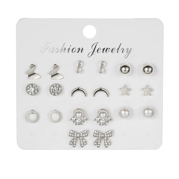 Wholesale Women's Cartoon Animal Style Alloy And Stainless Steel Geometric Carved Snake Shaped Butterfly Earrings Set