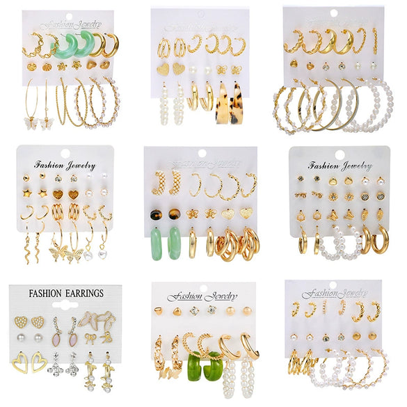 Wholesale Women's Cartoon Animal Style Alloy And Stainless Steel Geometric Carved Snake Shaped Butterfly Earrings Set