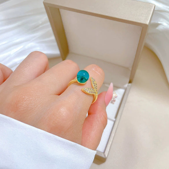 Wholesale Women's Cartoon Crown Shape Brass Fishtail Ring With Electroplating