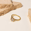 Wholesale Women's Cartoon Style Round Zircon Six Claw Copper Electroplated Ring