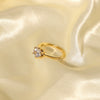 Wholesale Women's Cartoon Style Round Zircon Six Claw Copper Electroplated Ring