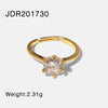 Wholesale Women's Cartoon Style Round Zircon Six Claw Copper Electroplated Ring
