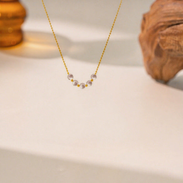 Wholesale Women's Casual Baroque Simple Geometric Pearl Titanium Steel Electroplated Necklace With Melon Seed Chain