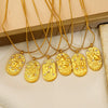 Wholesale Women's Casual Constellation Pendant Necklace Gold Plated Titanium Steel Casting Oval Hammer Cross Chain