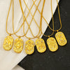 Wholesale Women's Casual Constellation Pendant Necklace Gold Plated Titanium Steel Casting Oval Hammer Cross Chain