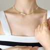 Wholesale Women's Casual Fashionable Nonfading Electroplated Brass And Freshwater Pearl Geometric Splicing Necklace Jewelry
