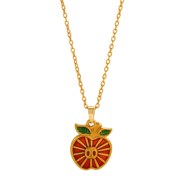 Wholesale Women's Casual Fruit Shape Stainless Steel 18K Real Gold Plated Necklace With Cross Round Chain