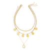 Wholesale Women's Casual Geometric Alloy Electroplated Gold Coin Portrait Pearl Multilayered Necklace