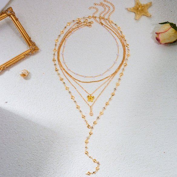 Wholesale Women's Casual Geometric Bow Iron Alloy Electroplated Necklace