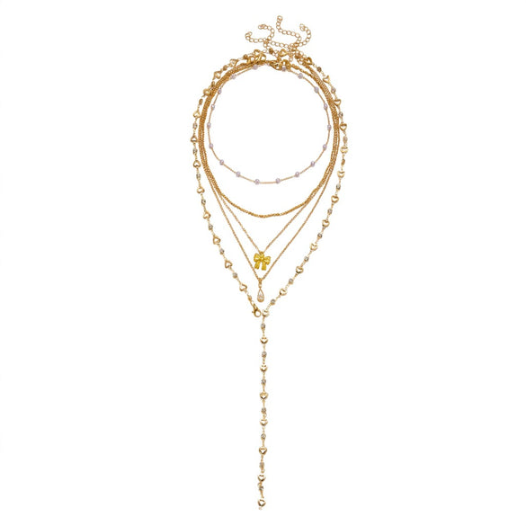 Wholesale Women's Casual Geometric Bow Iron Alloy Electroplated Necklace